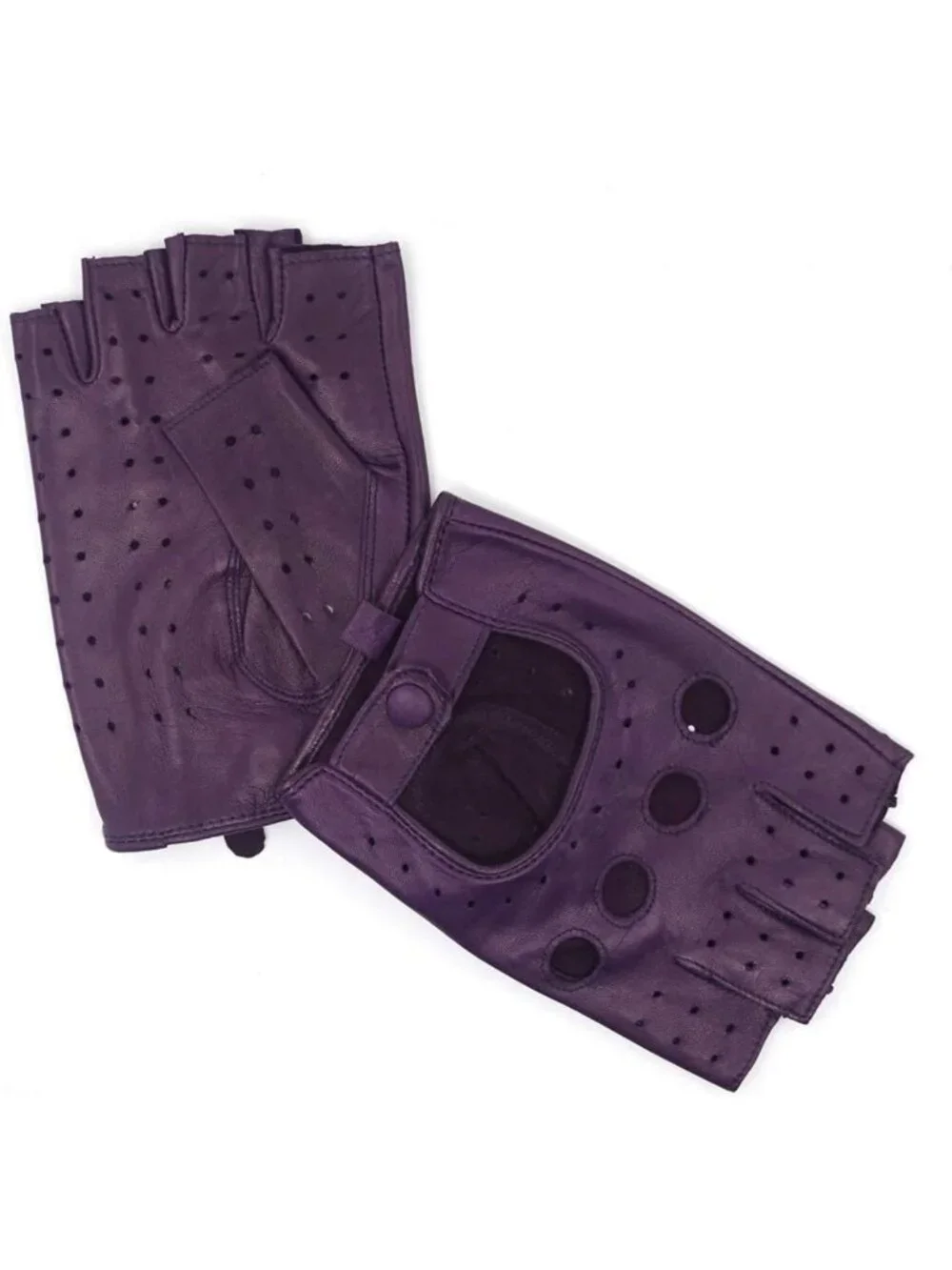 Stylish Women's Lambskin Leather Fingerless Gloves - Unlined Half Finger Driving
